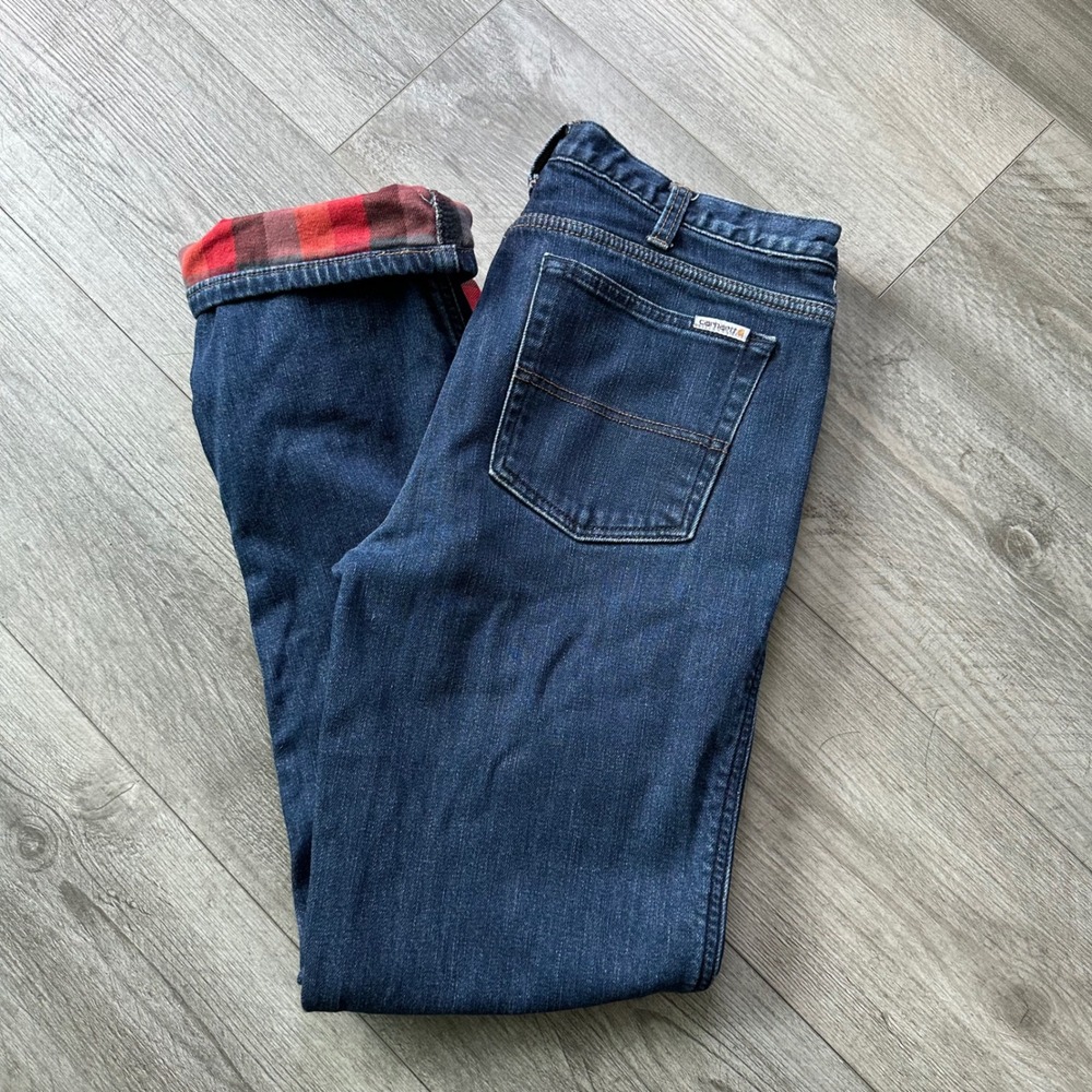 Carhartt Women's Original Fit Straight Leg Flannel Lined Jeans 8 Regular Blue